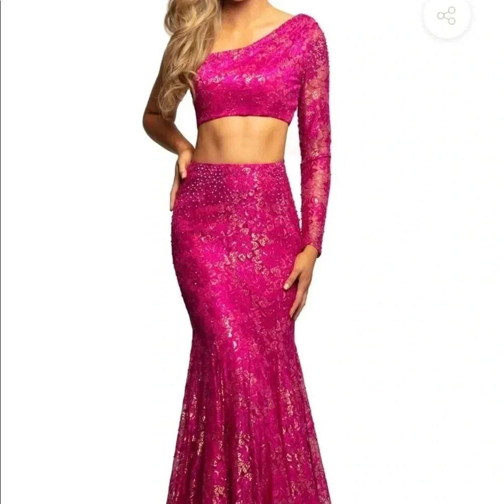 NWT Prom 2 piece Johnathan Kayne Prom Pink Sequin size 10,Formal